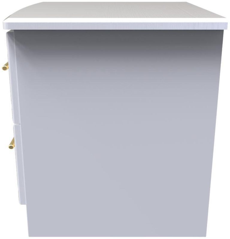 Faye White 2 Drawer Bedside Cabinet with Lock