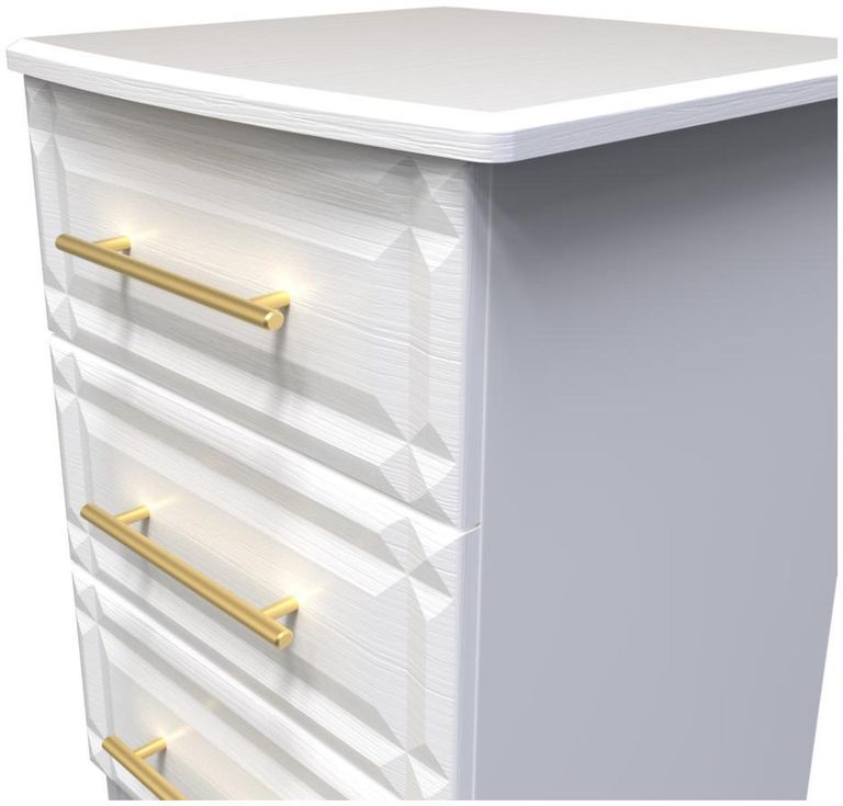 Faye White 3 Drawer Bedside Cabinet