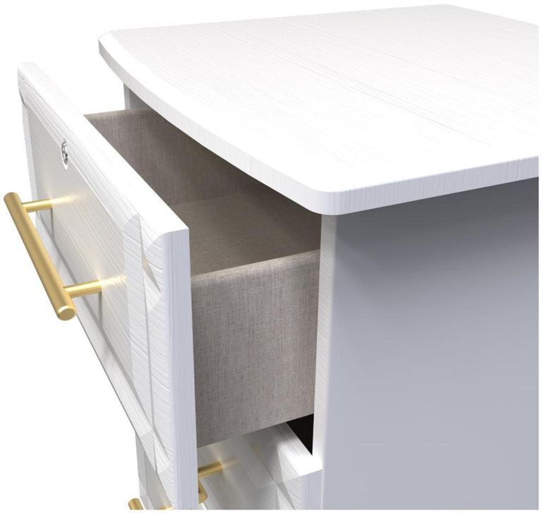 Faye White 3 Drawer Bedside Cabinet with Lock