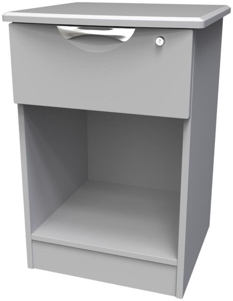 Flora Grey 1 Drawer Bedside Cabinet with Lock