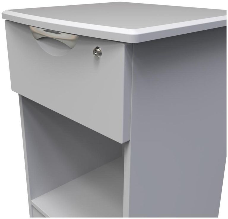 Flora Grey 1 Drawer Bedside Cabinet with Lock