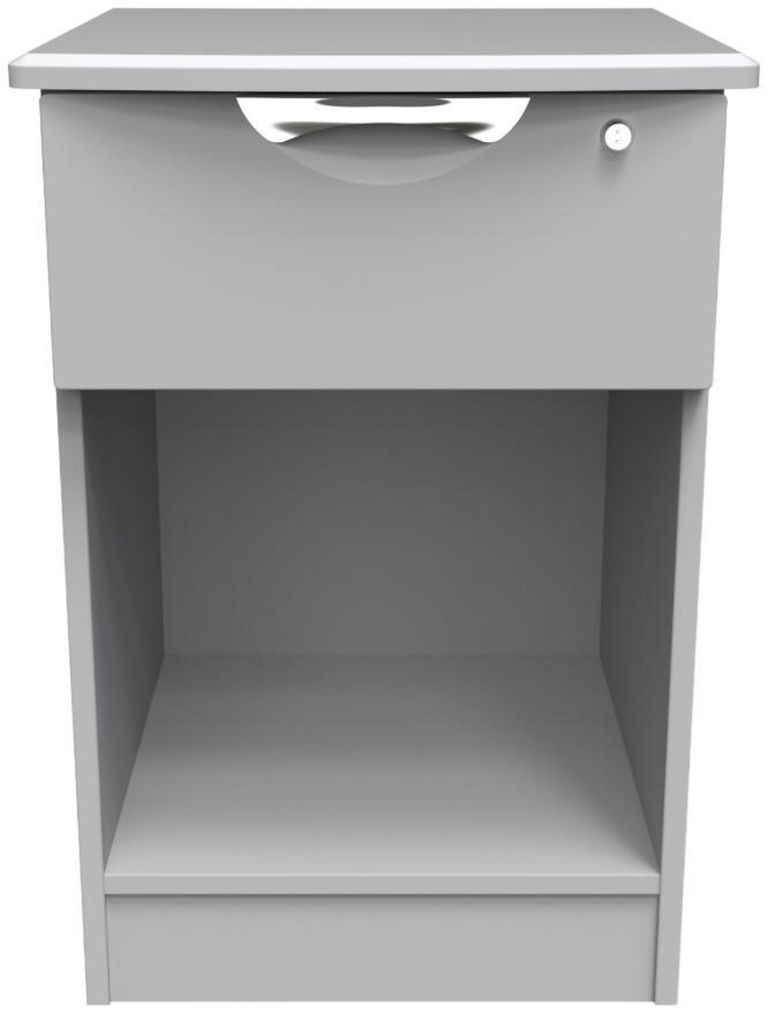 Flora Grey 1 Drawer Bedside Cabinet with Lock