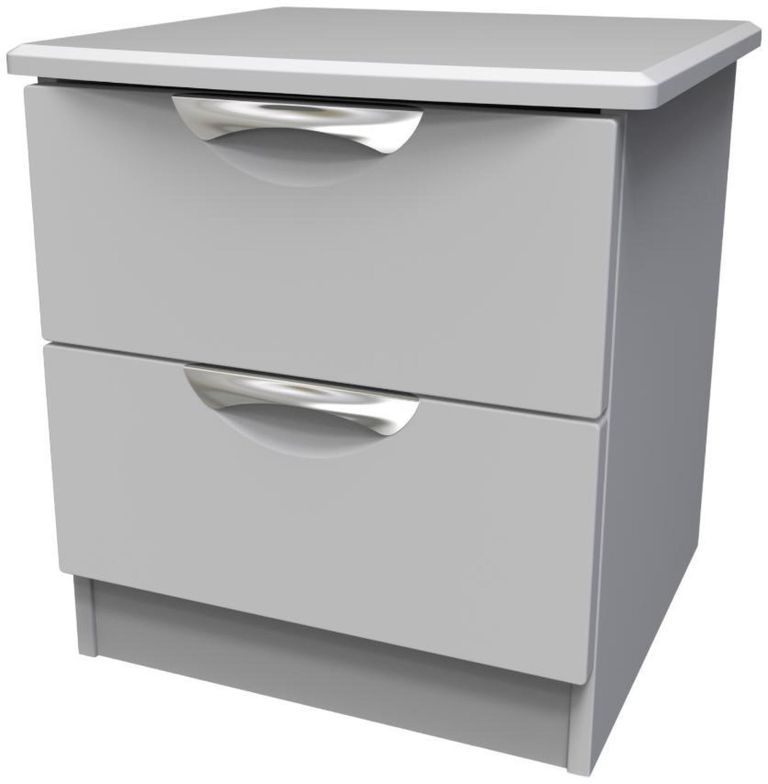 Flora Grey 2 Drawer Bedside Cabinet
