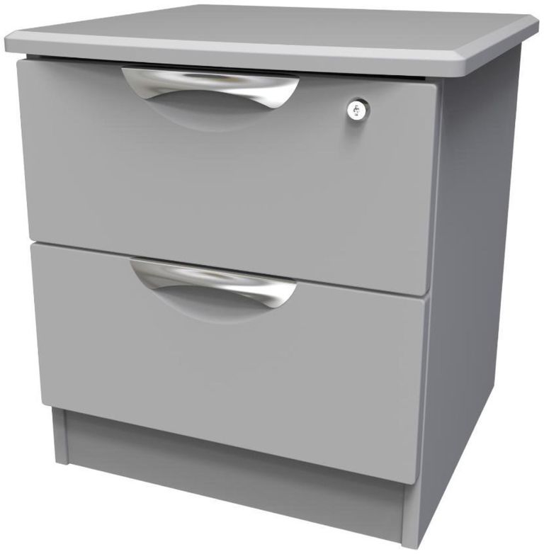 Flora Grey 2 Drawer Bedside Cabinet with Lock
