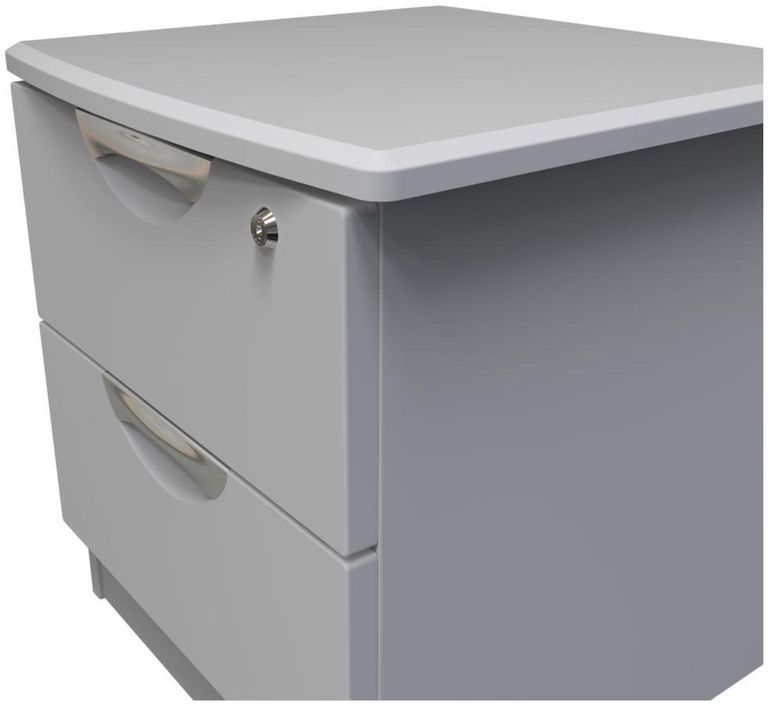 Flora Grey 2 Drawer Bedside Cabinet with Lock