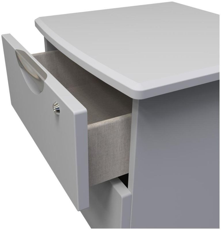 Flora Grey 2 Drawer Bedside Cabinet with Lock