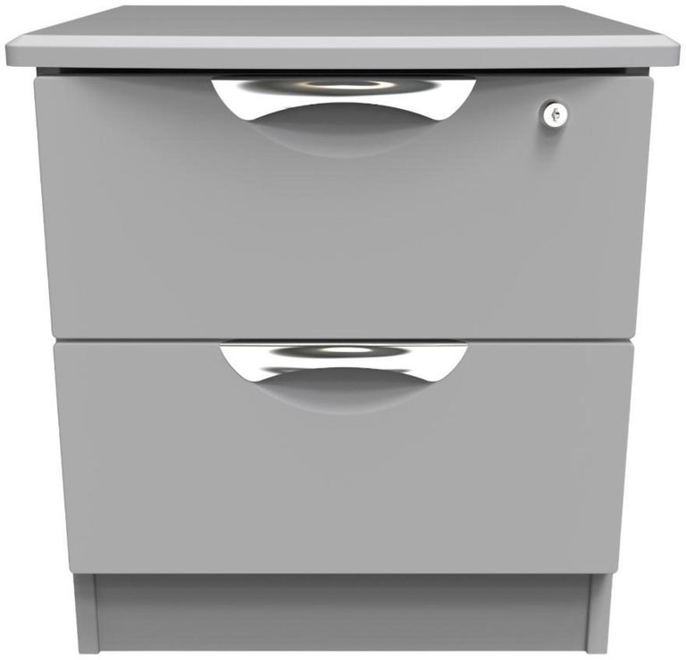Flora Grey 2 Drawer Bedside Cabinet with Lock