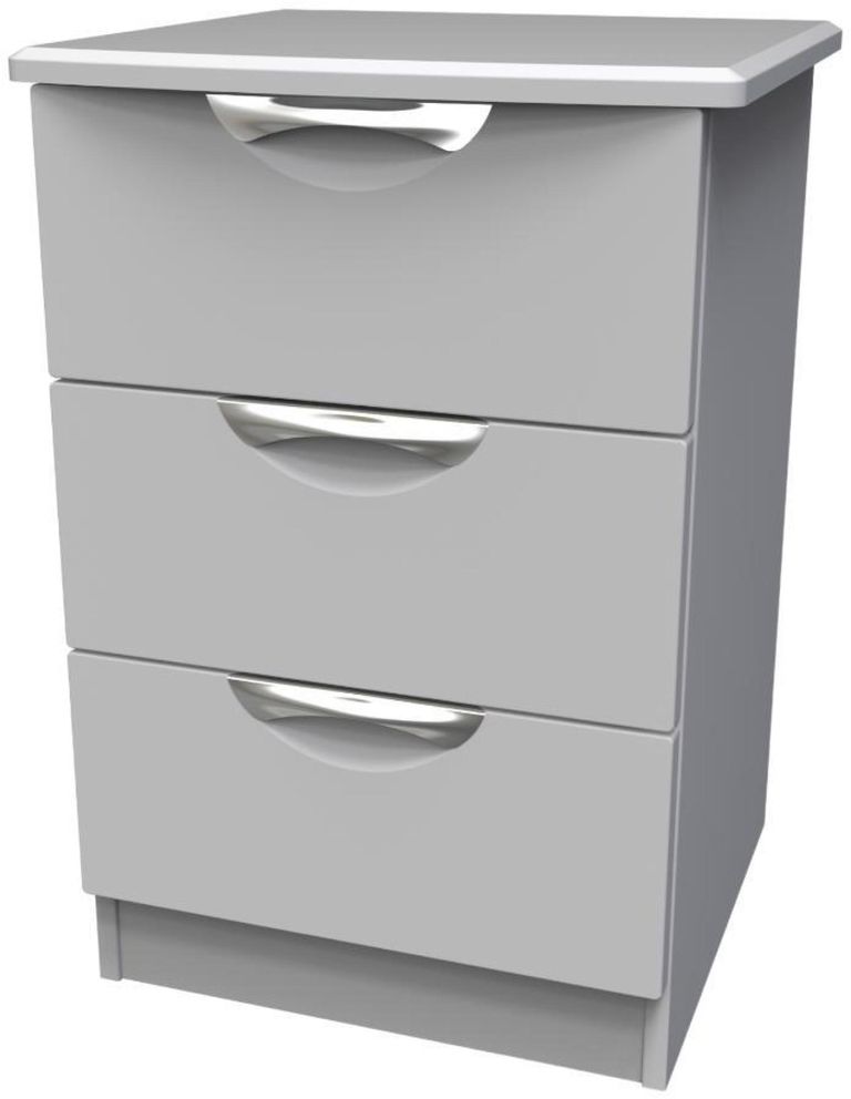Flora Grey 3 Drawer Bedside Cabinet