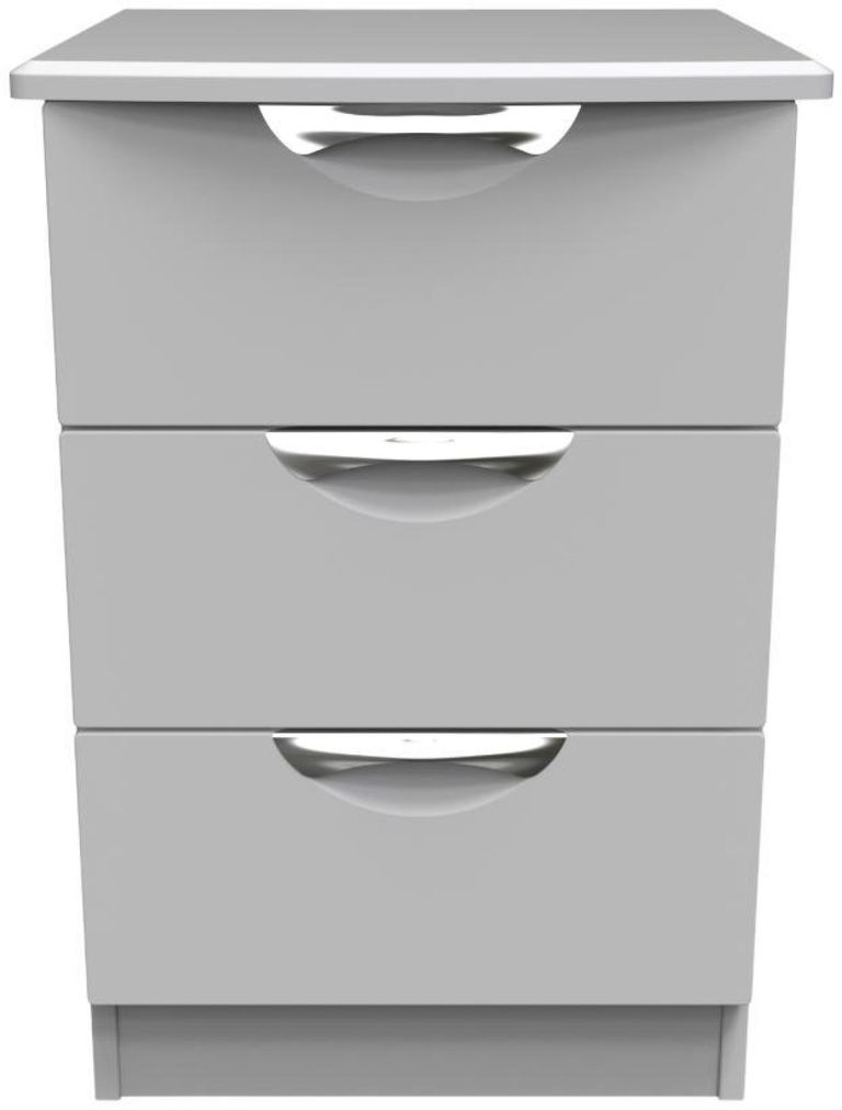 Flora Grey 3 Drawer Bedside Cabinet