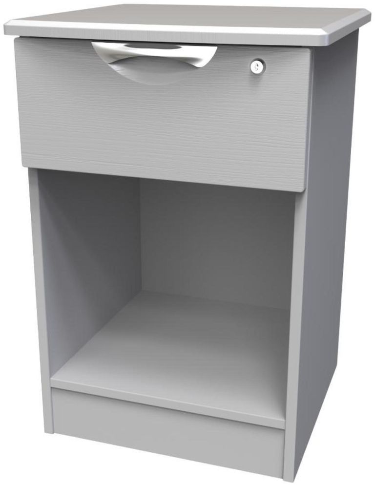 Flora Grey Ash 1 Drawer Bedside Cabinet with Lock