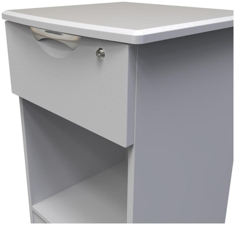 Flora Grey Ash 1 Drawer Bedside Cabinet with Lock