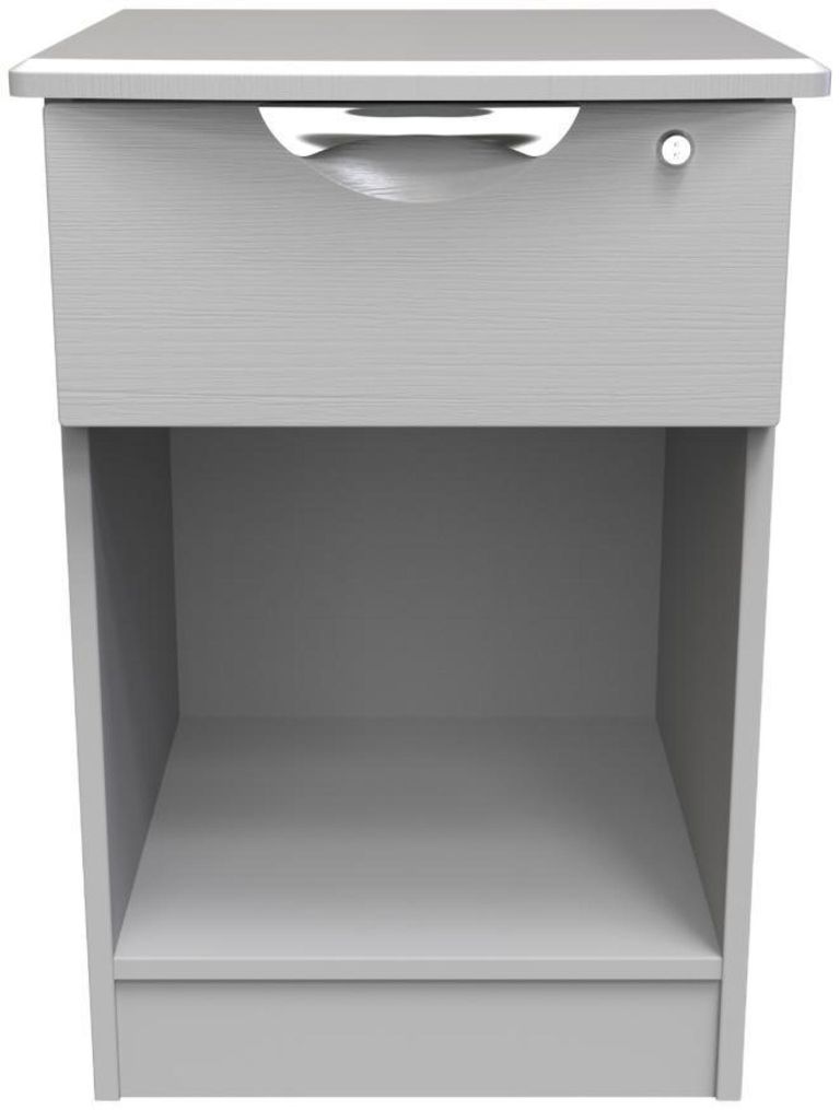 Flora Grey Ash 1 Drawer Bedside Cabinet with Lock