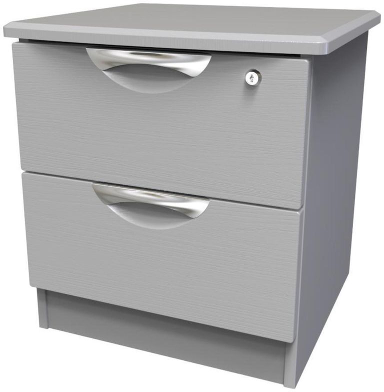 Flora Grey Ash 2 Drawer Bedside Cabinet with Lock