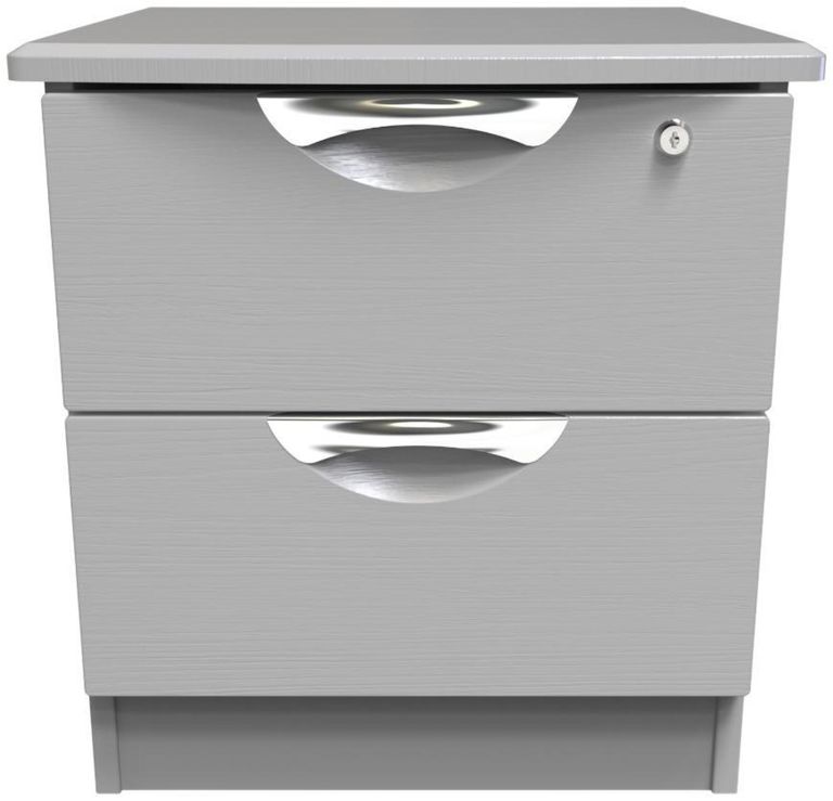 Flora Grey Ash 2 Drawer Bedside Cabinet with Lock