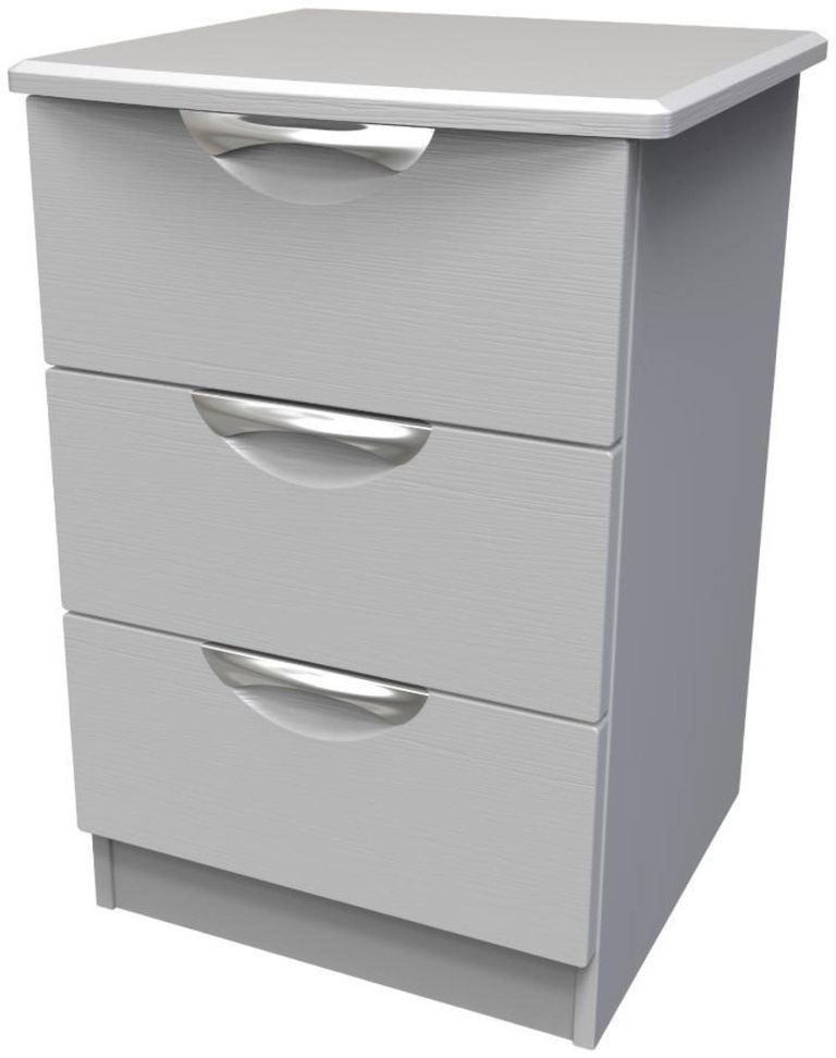 Flora Grey Ash 3 Drawer Bedside Cabinet