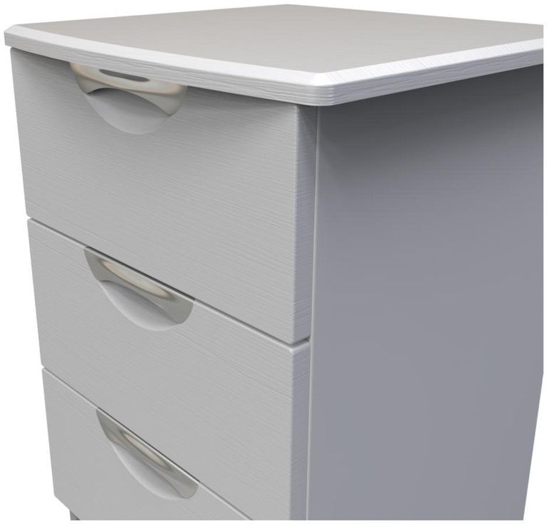 Flora Grey Ash 3 Drawer Bedside Cabinet