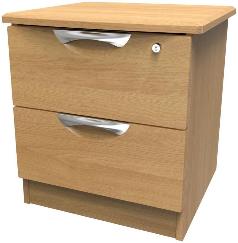 Flora Oak Effect 2 Drawer Bedside Cabinet with Lock