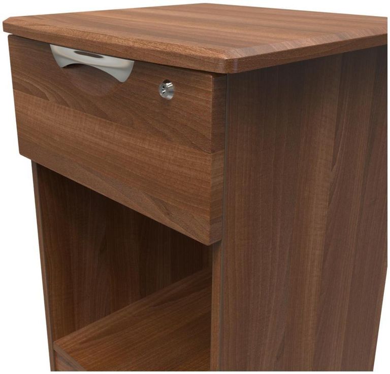 Flora Walnut Effect 1 Drawer Bedside Cabinet with Lock