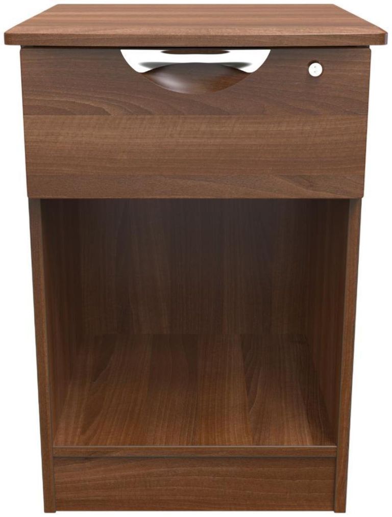 Flora Walnut Effect 1 Drawer Bedside Cabinet with Lock