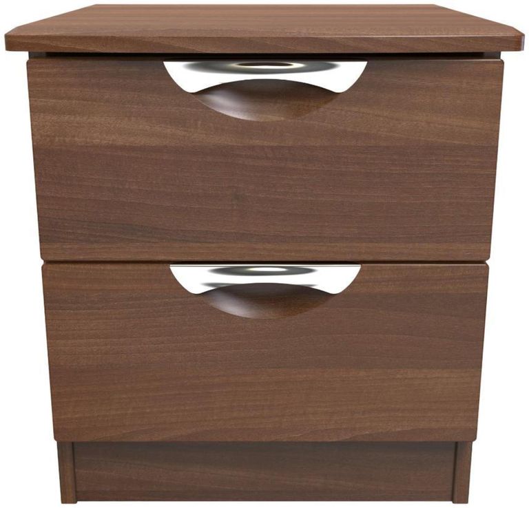 Flora Walnut Effect 2 Drawer Bedside Cabinet