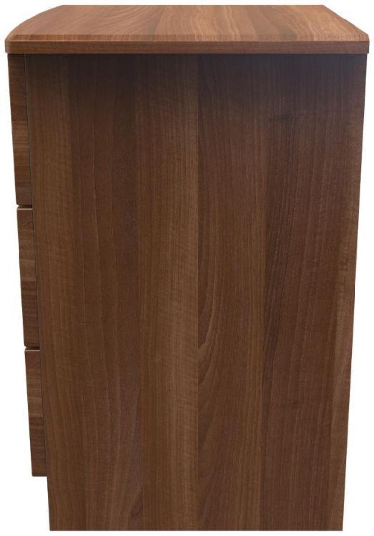 Flora Walnut Effect 3 Drawer Bedside Cabinet