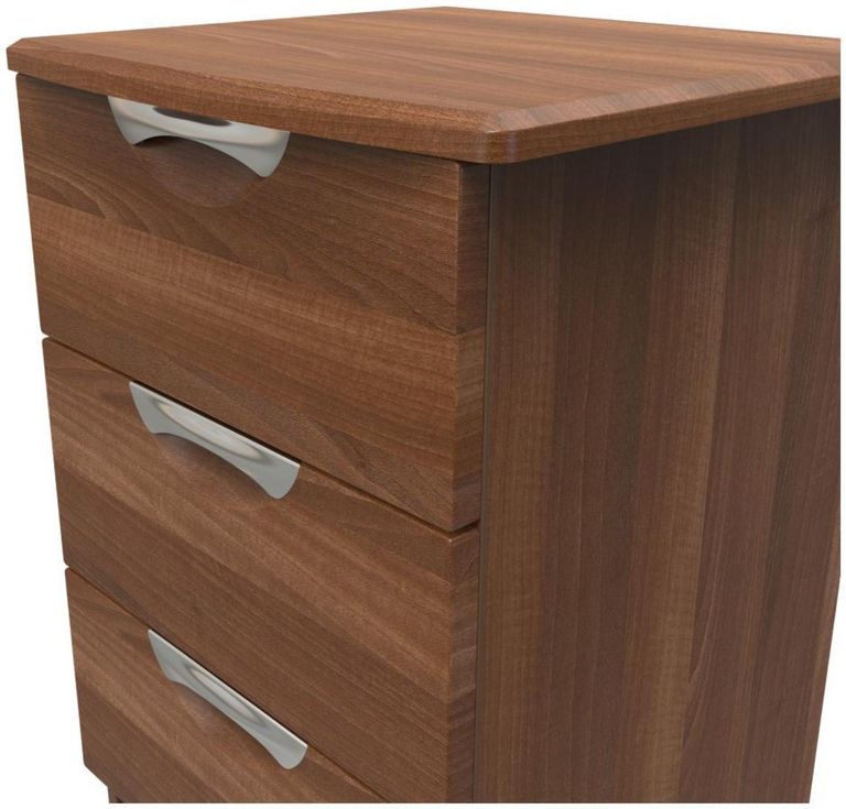 Flora Walnut Effect 3 Drawer Bedside Cabinet