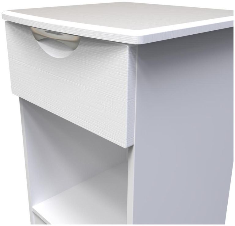 Flora White 1 Drawer Bedside Cabinet