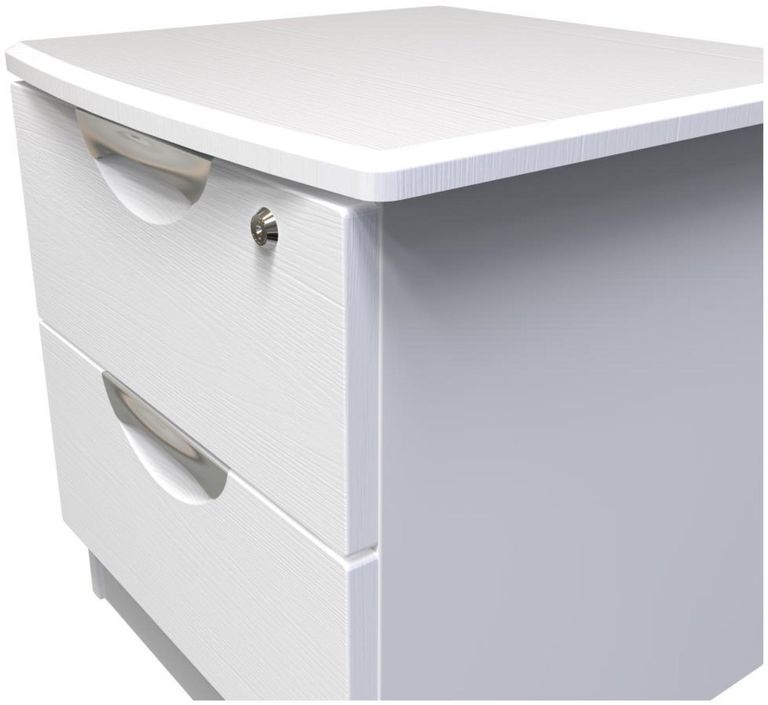 Flora White 2 Drawer Bedside Cabinet with Lock