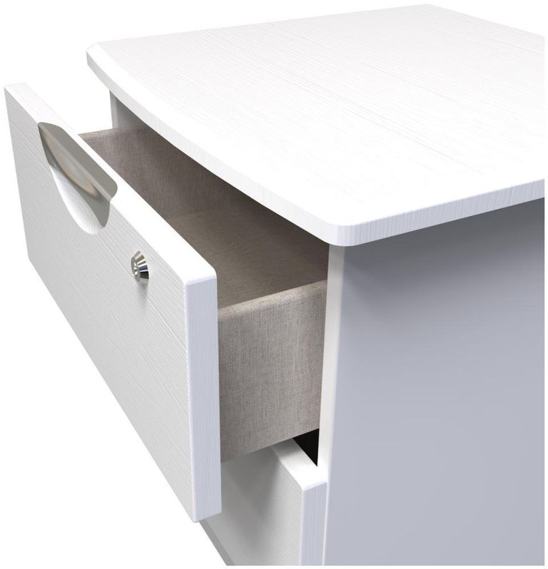 Flora White 2 Drawer Bedside Cabinet with Lock