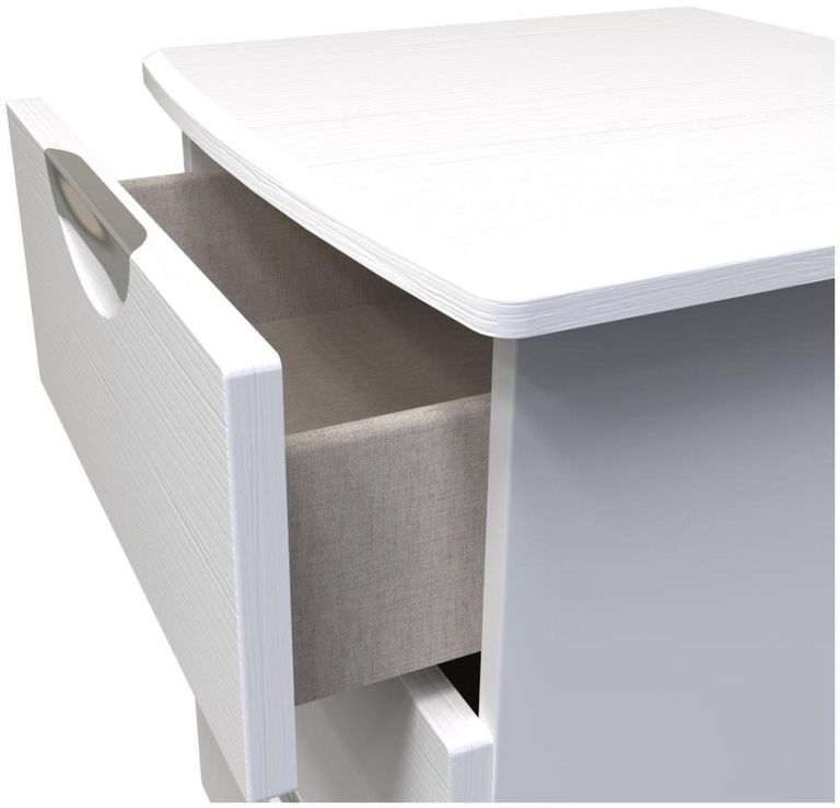 Flora White 3 Drawer Bedside Cabinet