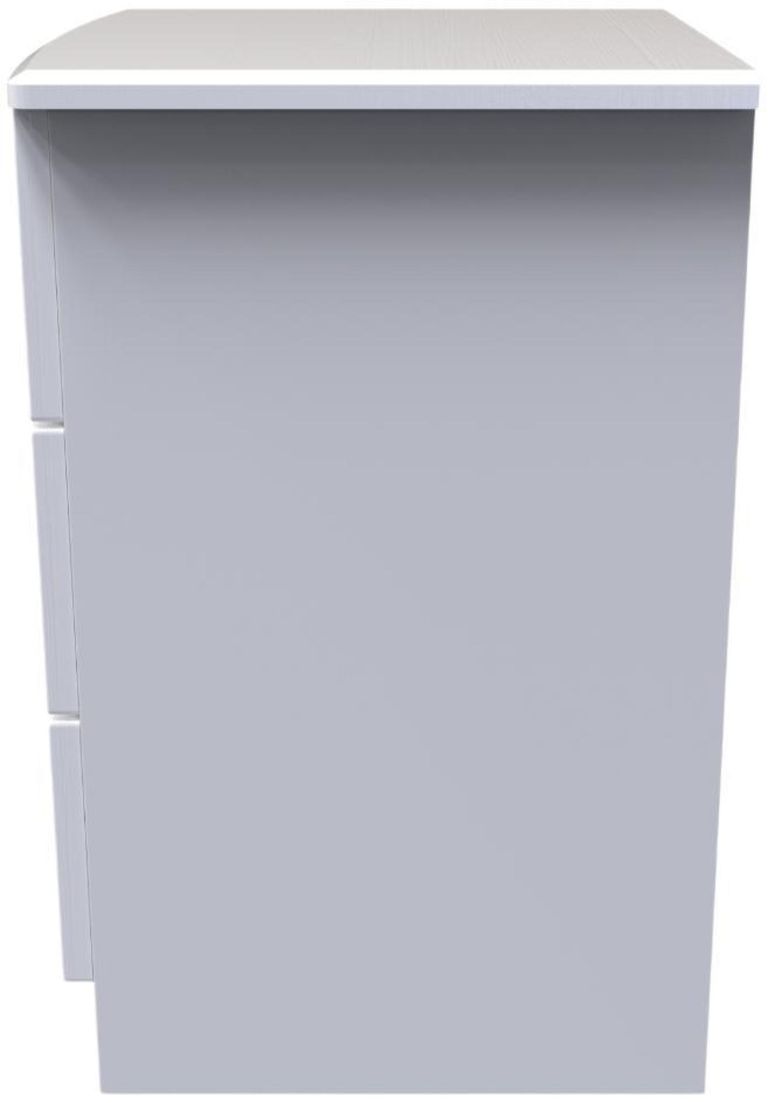 Flora White 3 Drawer Bedside Cabinet with Lock