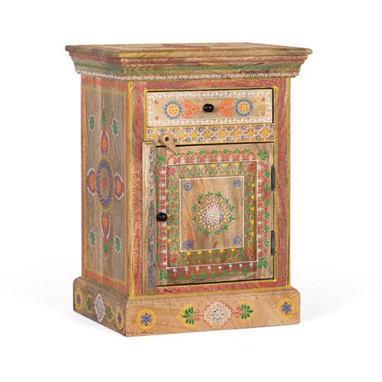 Forli Bedside Cabinet - Mango Wood - Painted - 1 Door