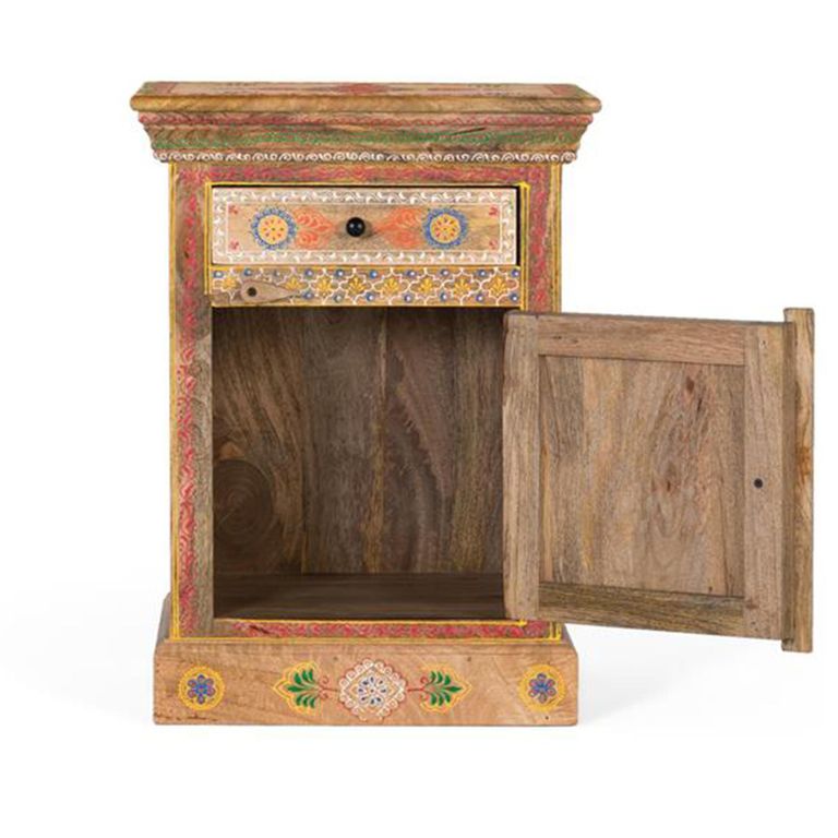 Forli Bedside Cabinet - Mango Wood - Painted - 1 Door