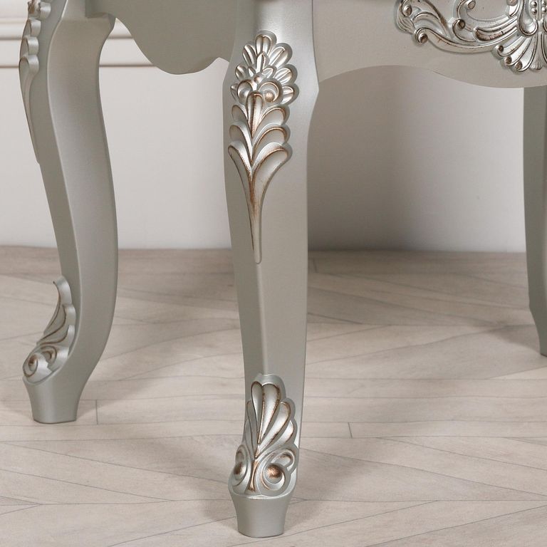 French Style Bedside Table - Antique Silver - 2 Drawer