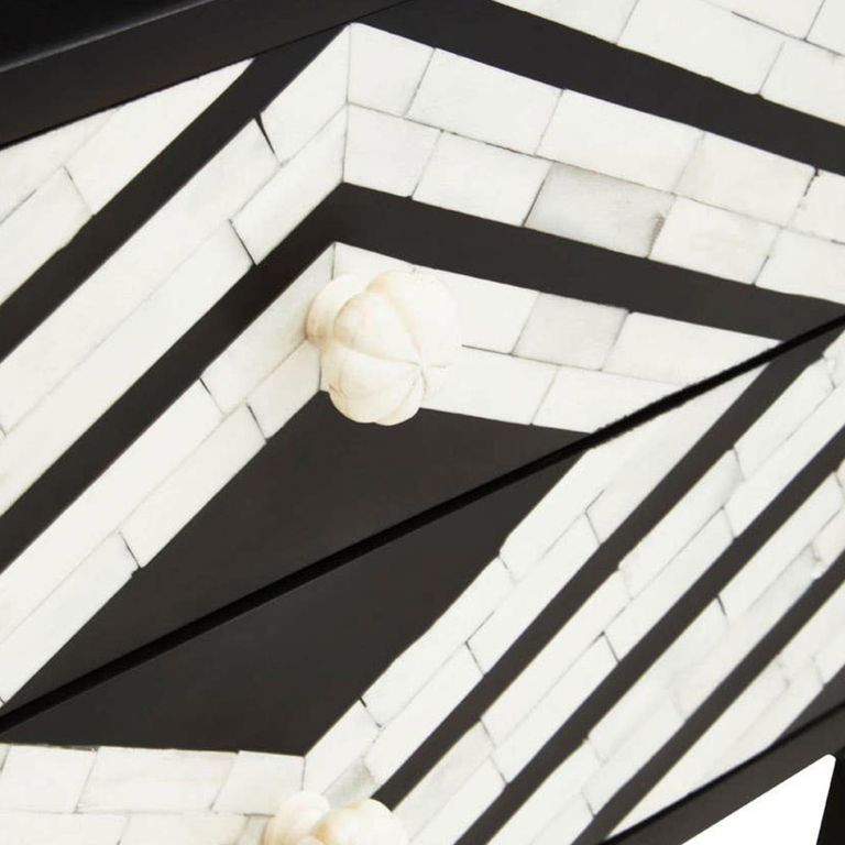 Fusion Bedside Table - 2 Drawer - Black Bone Inlay