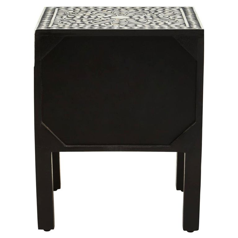 Fusion Bedside Table - 2 Drawer - Square - Silver Bone Inlay