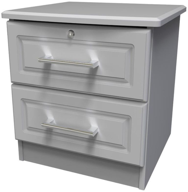 Gina Grey 2 Drawer Bedside Cabinet with Lock