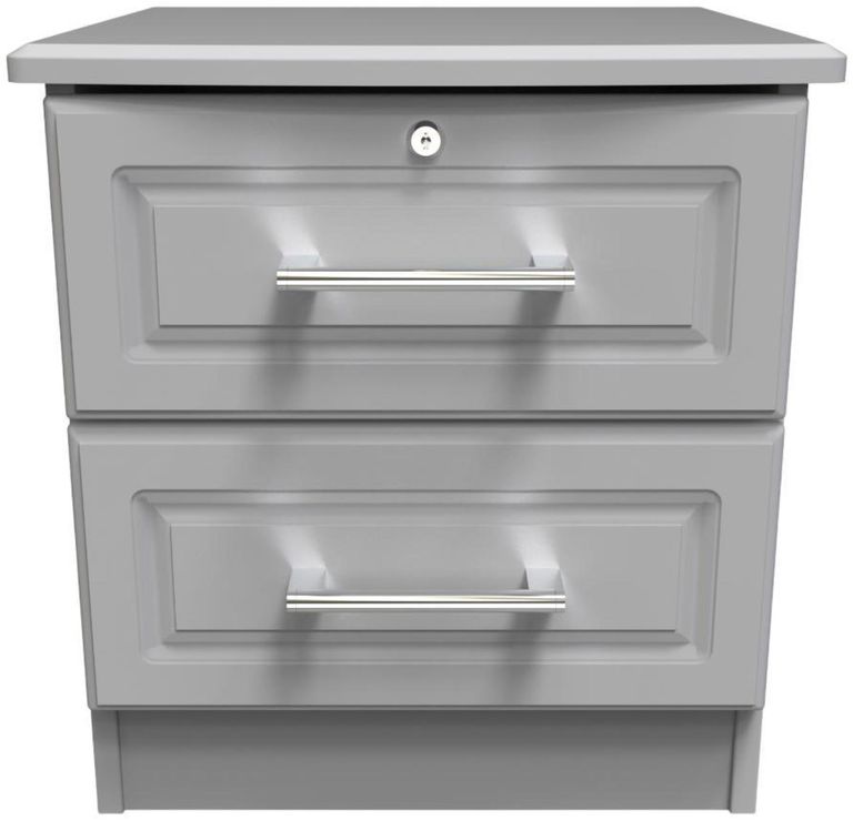 Gina Grey 2 Drawer Bedside Cabinet with Lock
