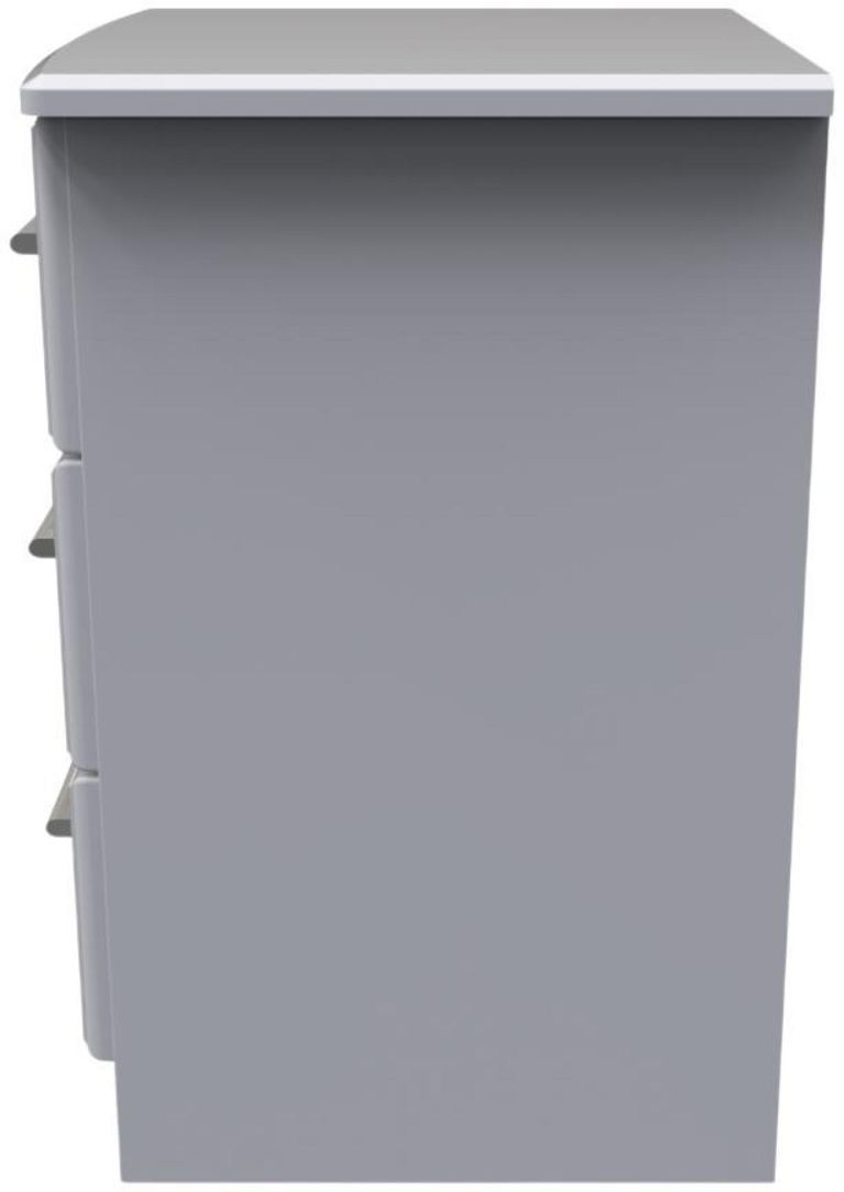 Gina Grey 3 Drawer Bedside Cabinet