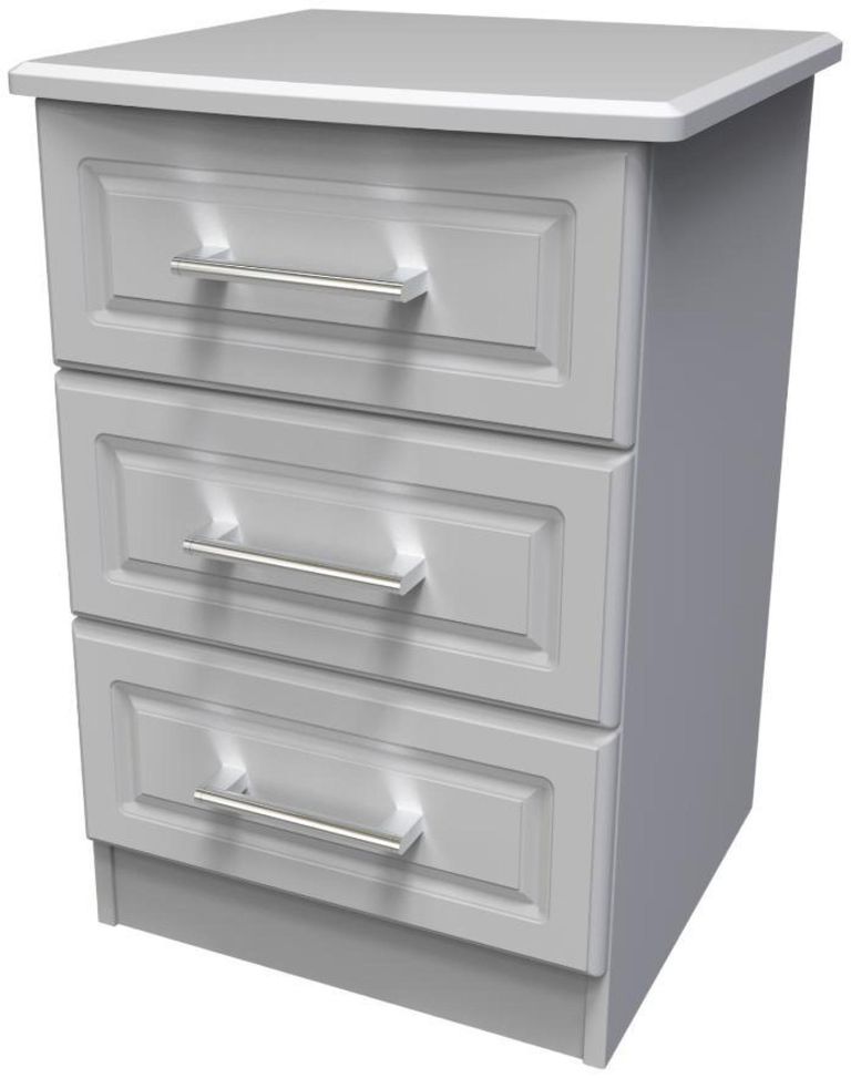 Gina Grey 3 Drawer Bedside Cabinet
