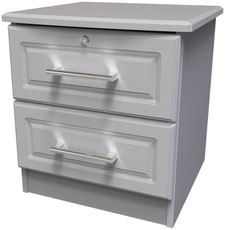 Gina Grey Ash 2 Drawer Bedside Cabinet with Lock