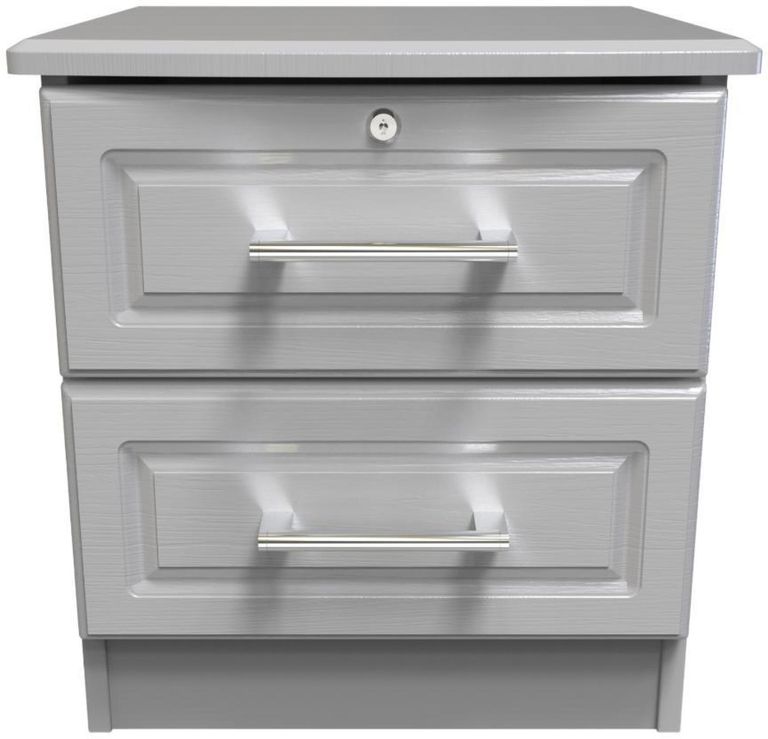 Gina Grey Ash 2 Drawer Bedside Cabinet with Lock