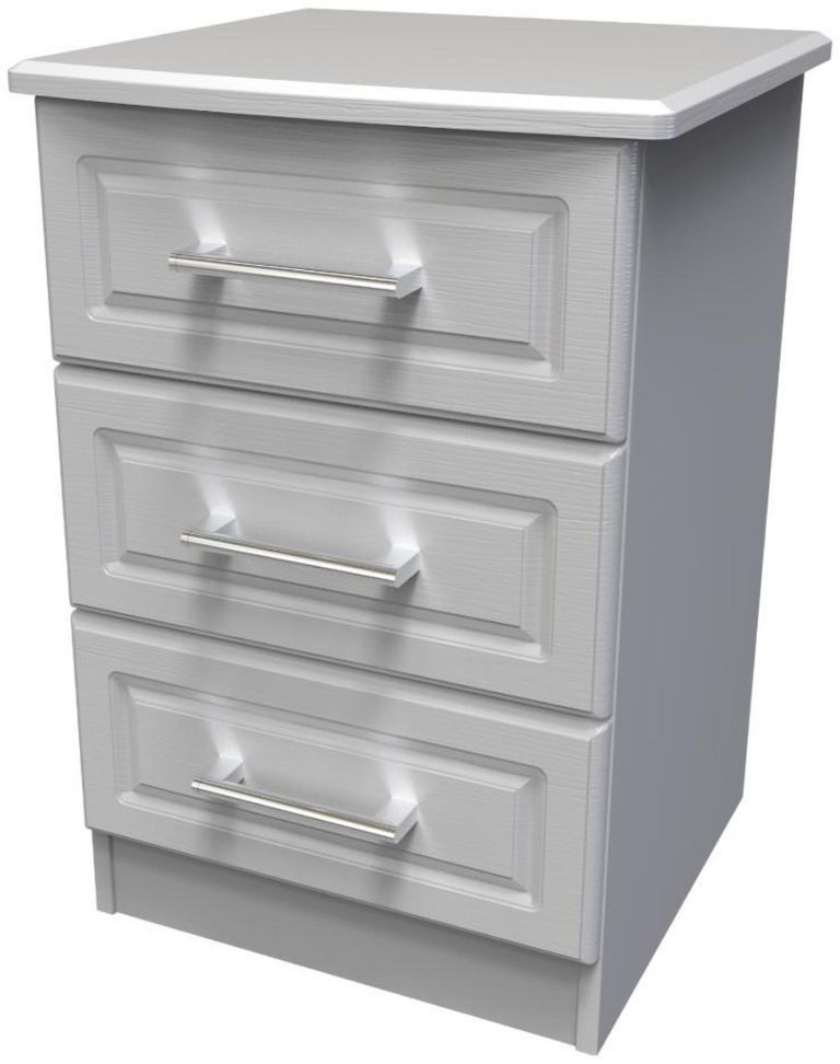 Gina Grey Ash 3 Drawer Bedside Cabinet