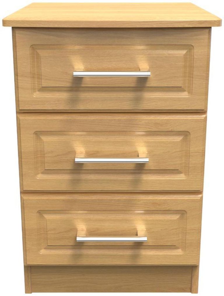 Gina Oak Effect 3 Drawer Bedside Cabinet