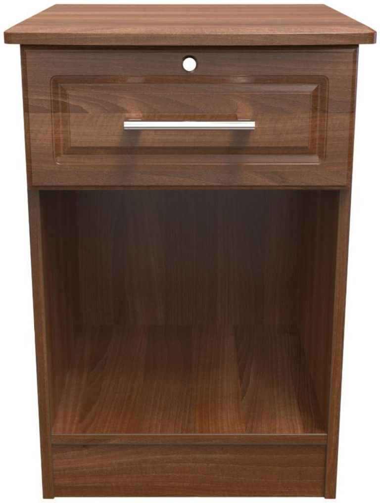 Gina Walnut Effect 1 Drawer Bedside Cabinet with Lock