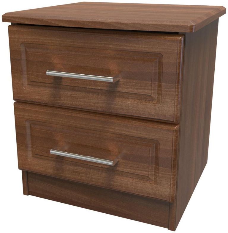 Gina Walnut Effect 2 Drawer Bedside Cabinet