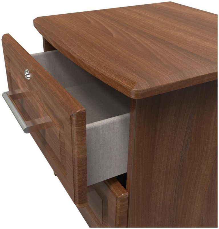 Gina Walnut Effect 2 Drawer Bedside Cabinet with Lock