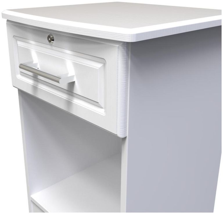 Gina White 1 Drawer Bedside Cabinet with Lock