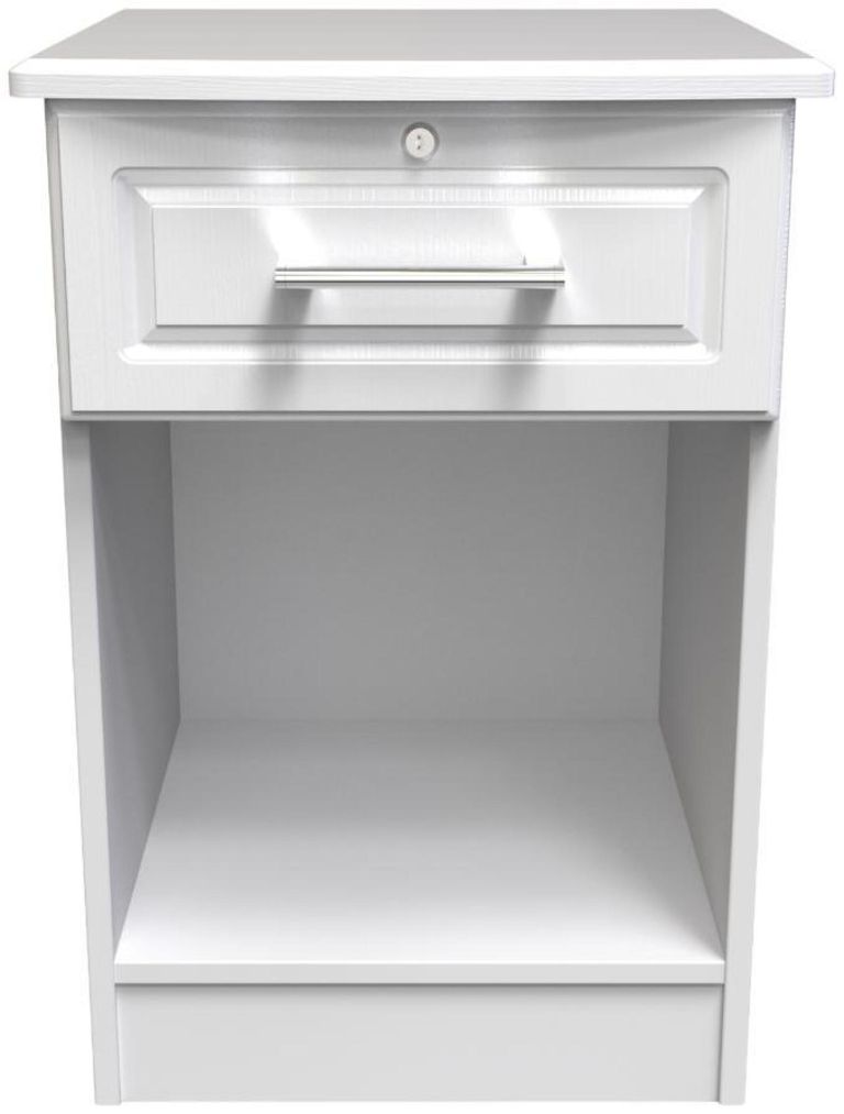 Gina White 1 Drawer Bedside Cabinet with Lock