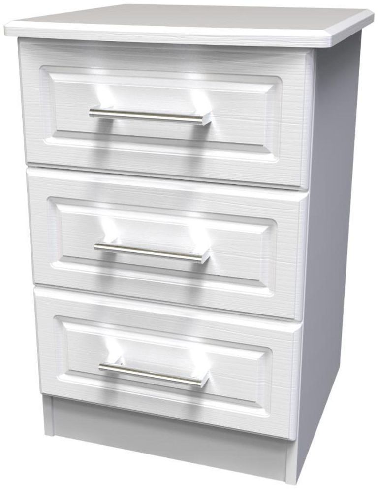 Gina White 3 Drawer Bedside Cabinet